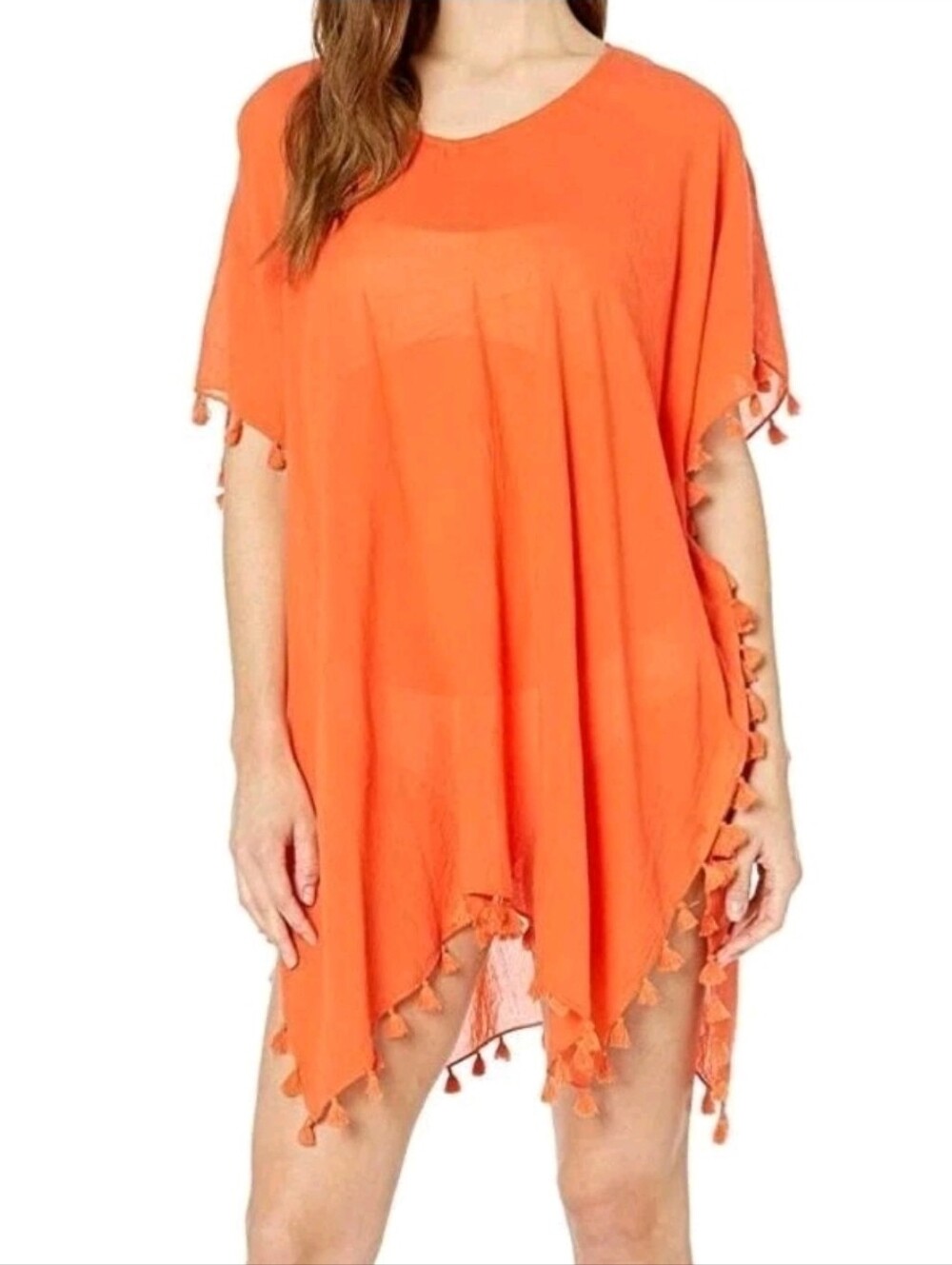 Seafolly Swimwear Women's Orange Amnesia Kaftan Swimsuit Cover-Up Size US OS